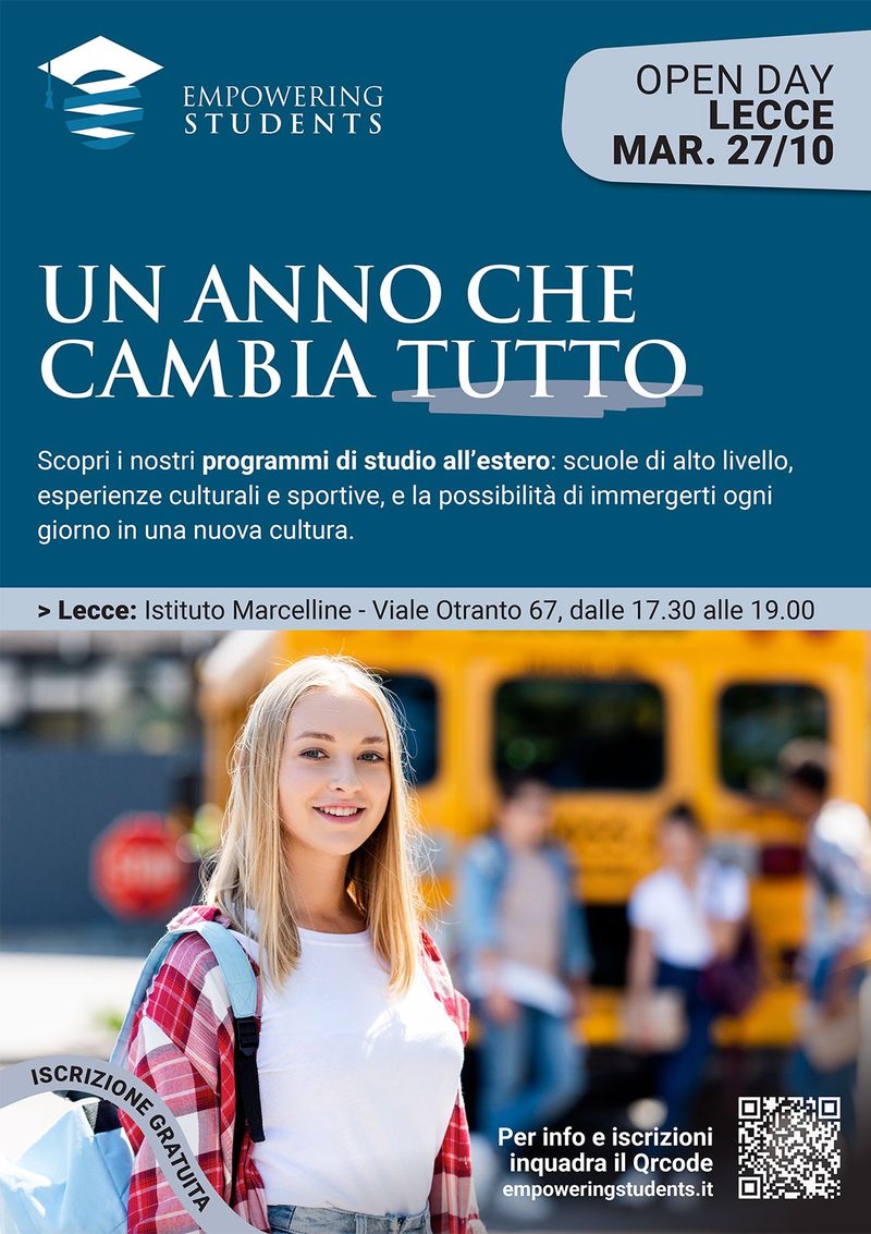 Open Day Empowering Students a Lecce, martedì 27 ottobre 2026, dalle 17:30 alle 19