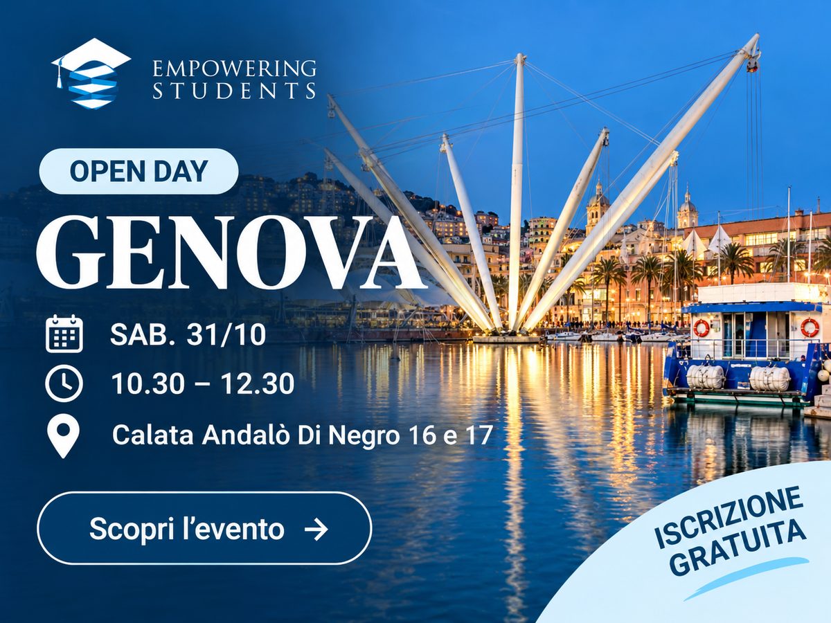 Open Day Empowering Students a Genova, sabato 31 ottobre 2026, dalle 10:30 alle 12:30, Calata Andalò Di Negro 16 e 17