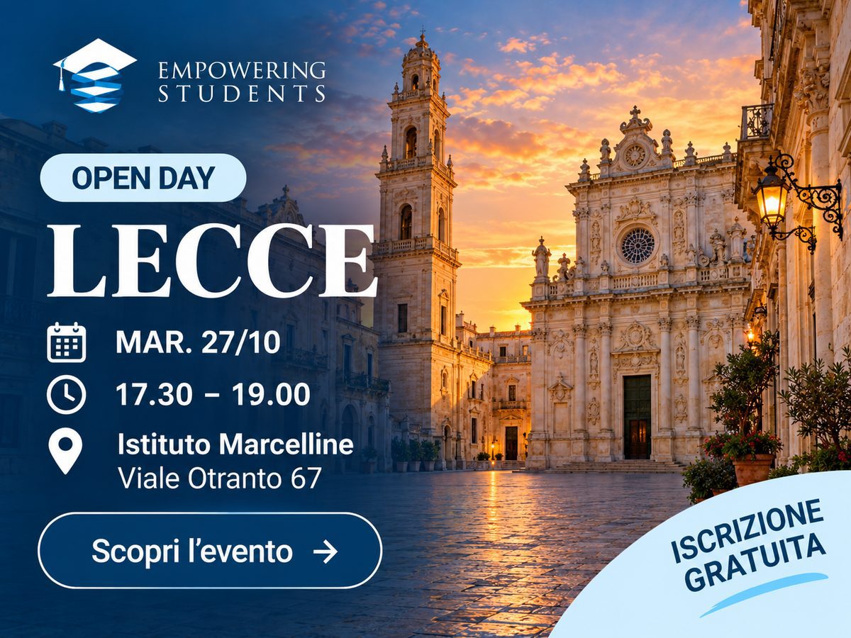 Open Day Empowering Students a Lecce, martedì 27 ottobre 2026, dalle 17:30 alle 19, Istituto Marcelline, Viale Otranto 67